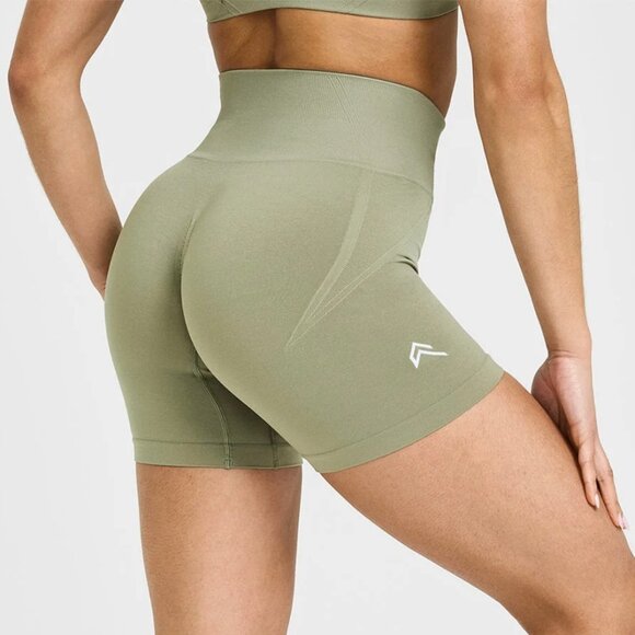Effortless Seamless Shorts with White Logo - Picture 1 of 4